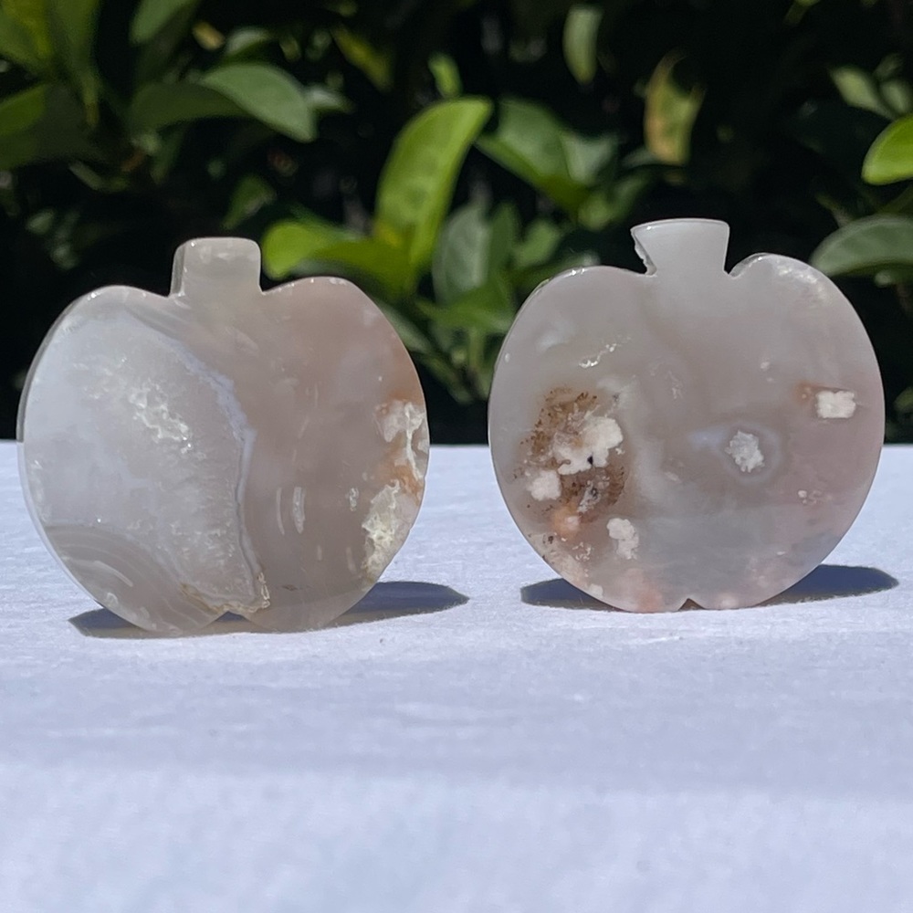 2pc Apple Shaped Flower Agate Set